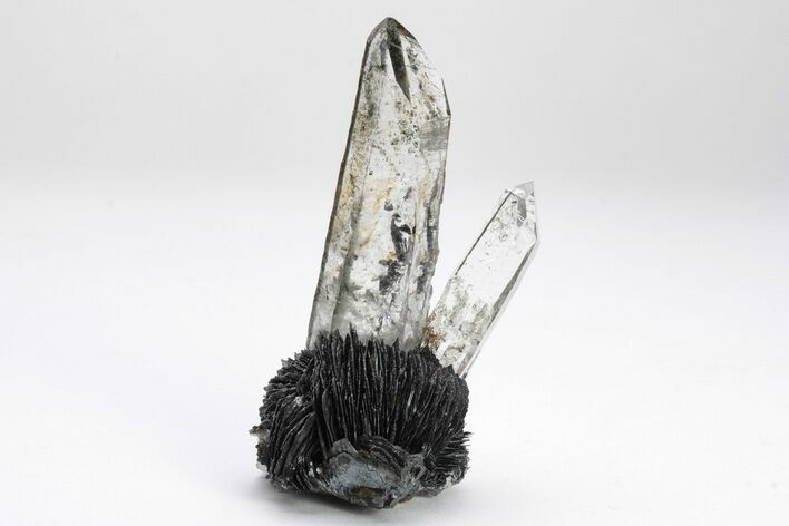 Quartz Crystals On Sparkling Bladed Hematite - Lechang Mine #225997